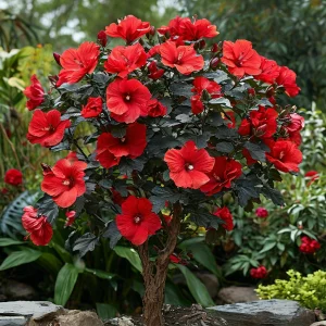 Гибискус Миднайт Роуз купить по цене от 269р. в интернет-магазине «Посадика» с доставкой почтой в в Москве и по всей России – [изображение №1].